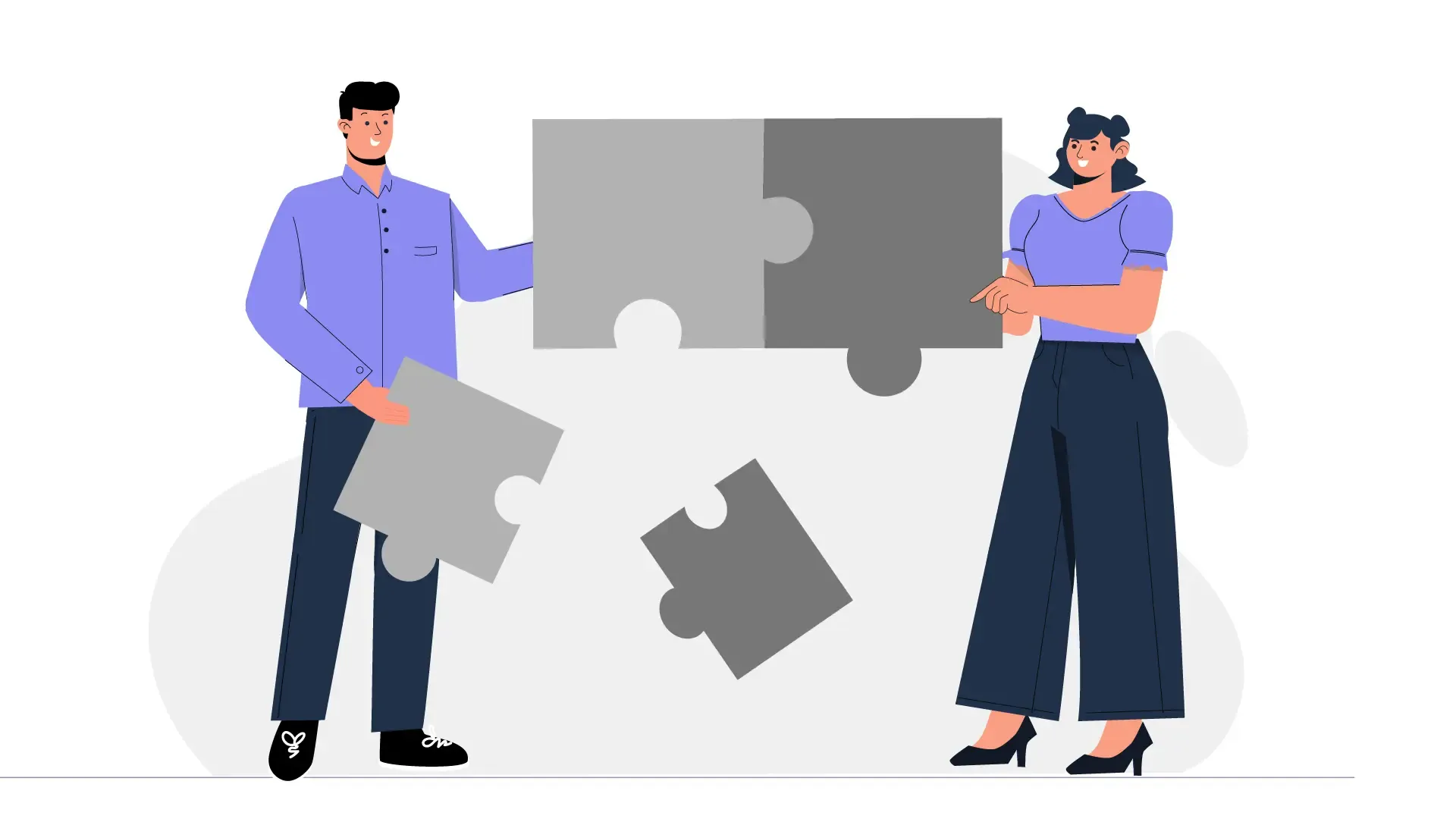 Puzzle of Progress Showcasing Engaging Teamwork in Sleek 2D Vector Style Illustration